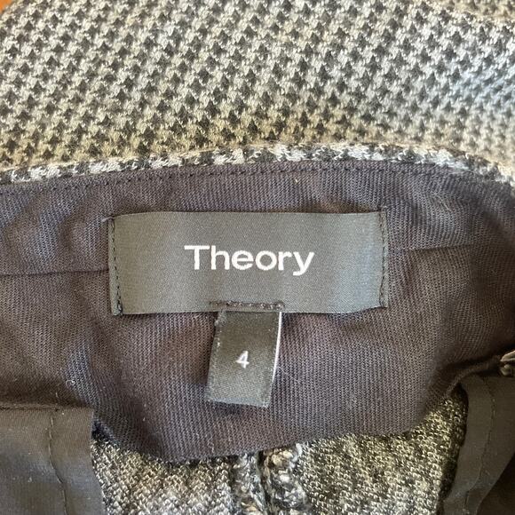 Theory Pants women's size 4 Slim Crop Trouser Houndstooth Plaid corporate Office - Picture 6 of 7